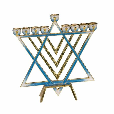 SS COLLECTIBLES Menorah with Brass Modern Star of David - Gray SS3500452